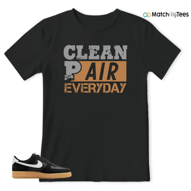 NIKE AIR FORCE 1 LOW  BLACK WHITE GUM SNEAKER Matching Tees t-shirt