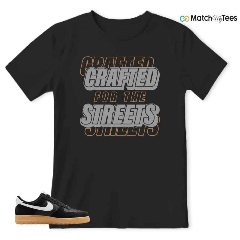 NIKE AIR FORCE 1 LOW  BLACK WHITE GUM SNEAKER Matching Tees t-shirt