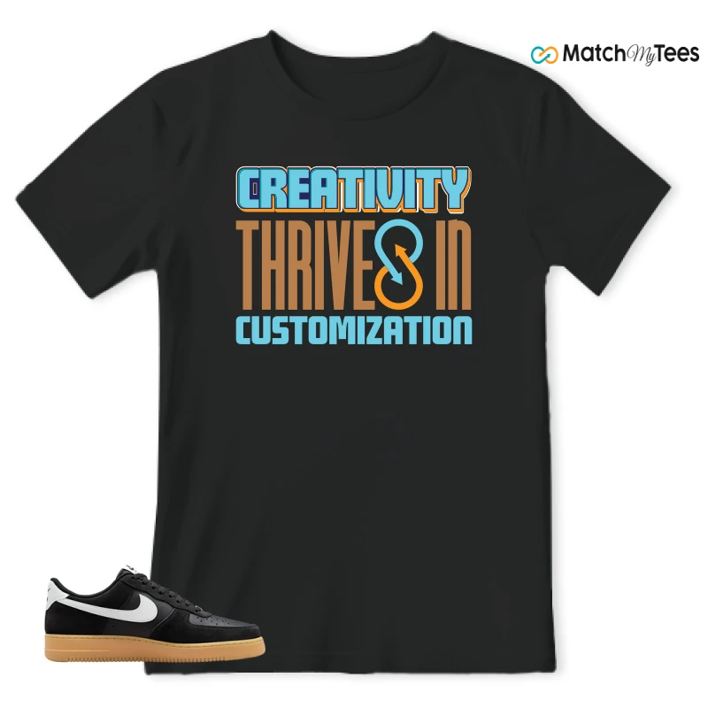 NIKE AIR FORCE 1 LOW  BLACK WHITE GUM SNEAKER Matching Tees t-shirt