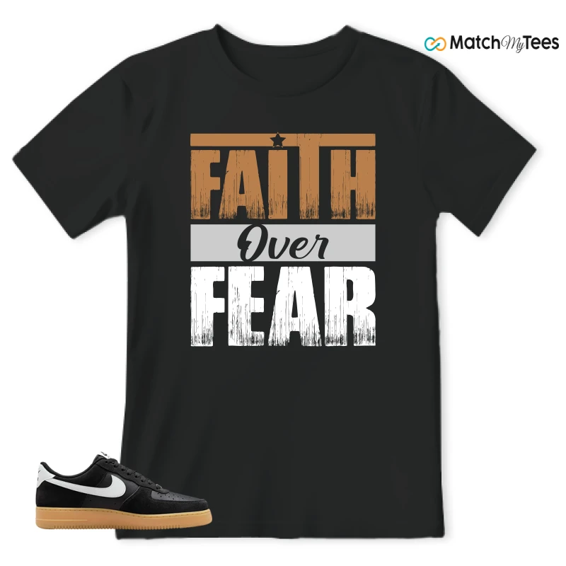 NIKE AIR FORCE 1 LOW  BLACK WHITE GUM SNEAKER Matching Tees t-shirt
