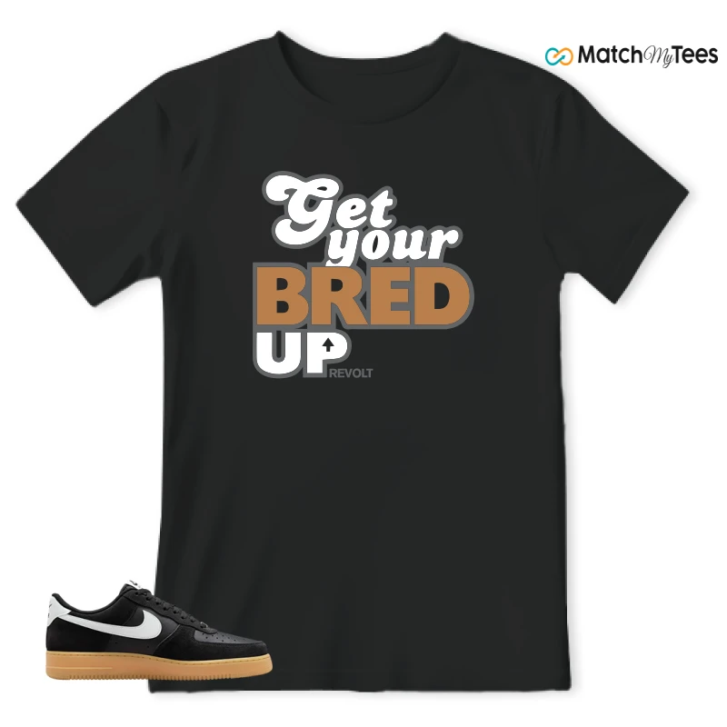 NIKE AIR FORCE 1 LOW  BLACK WHITE GUM SNEAKER Matching Tees t-shirt