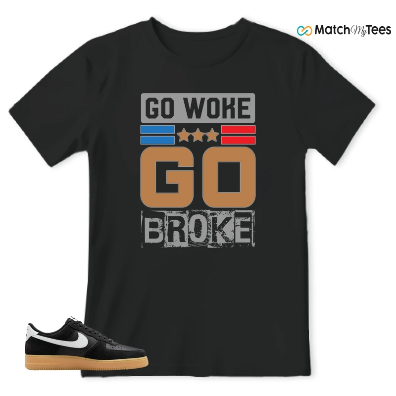 NIKE AIR FORCE 1 LOW  BLACK WHITE GUM SNEAKER Matching Tees t-shirt