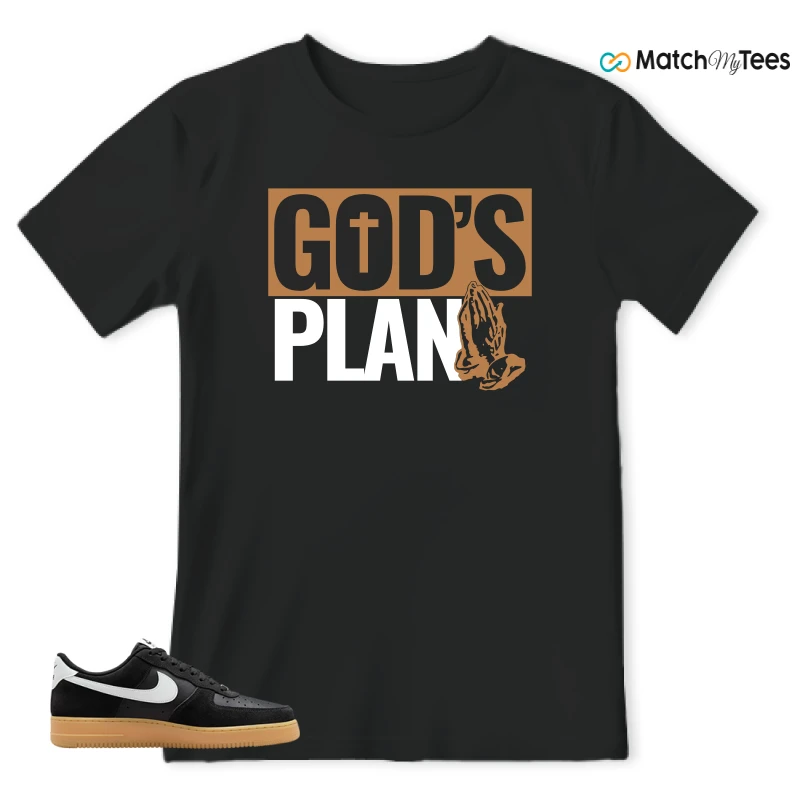 NIKE AIR FORCE 1 LOW  BLACK WHITE GUM SNEAKER Matching Tees t-shirt