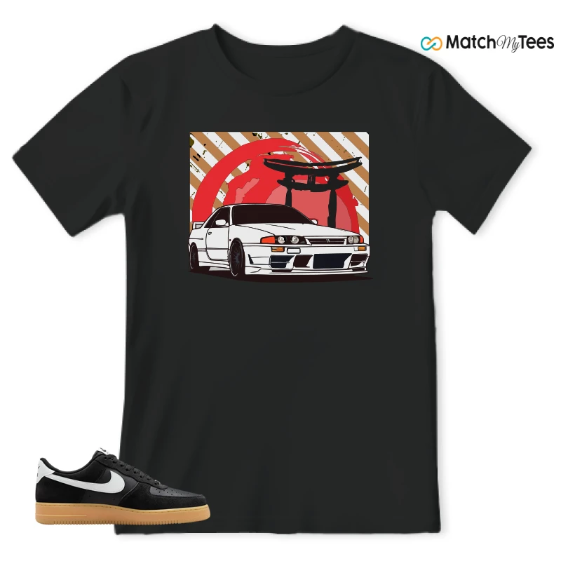 NIKE AIR FORCE 1 LOW  BLACK WHITE GUM SNEAKER Matching Tees t-shirt