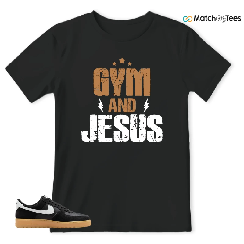 NIKE AIR FORCE 1 LOW  BLACK WHITE GUM SNEAKER Matching Tees t-shirt