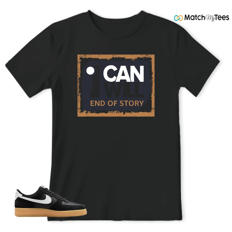 NIKE AIR FORCE 1 LOW  BLACK WHITE GUM SNEAKER Matching Tees t-shirt