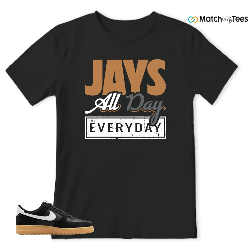 NIKE AIR FORCE 1 LOW  BLACK WHITE GUM SNEAKER Matching Tees t-shirt