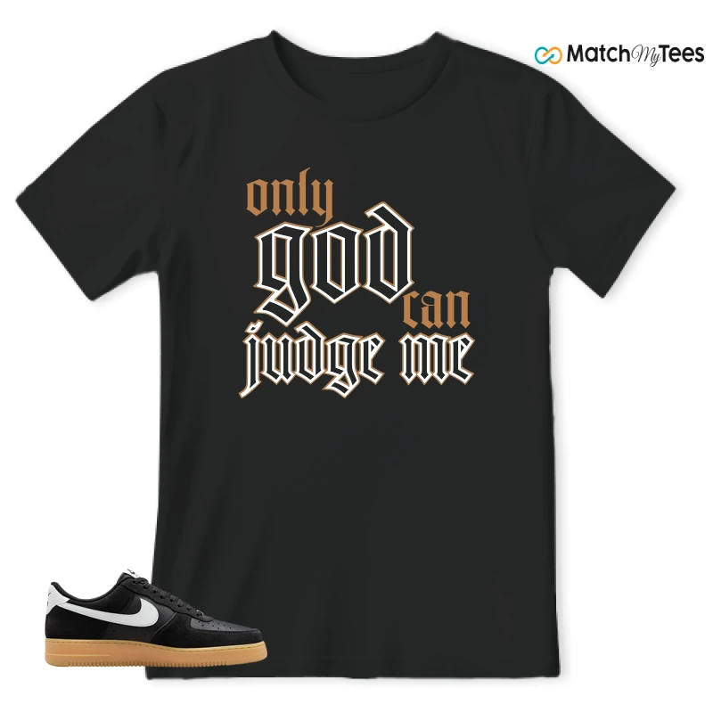 NIKE AIR FORCE 1 LOW  BLACK WHITE GUM SNEAKER Matching Tees T-shirt for Men