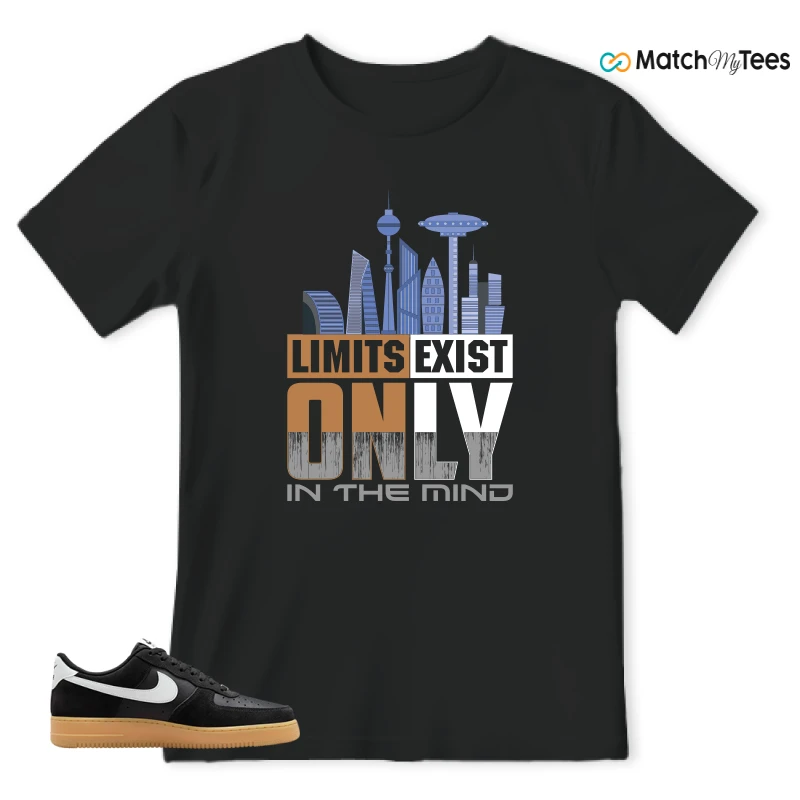 NIKE AIR FORCE 1 LOW  BLACK WHITE GUM SNEAKER Matching Tees t-shirt