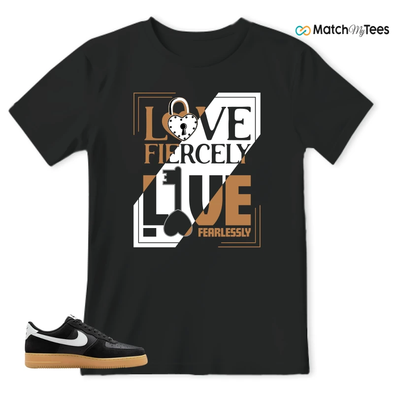 NIKE AIR FORCE 1 LOW  BLACK WHITE GUM SNEAKER Matching Tees t-shirt