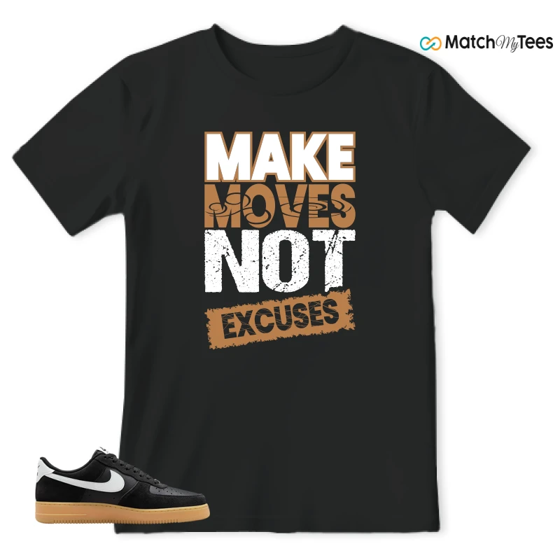 NIKE AIR FORCE 1 LOW  BLACK WHITE GUM SNEAKER Matching Tees t-shirt