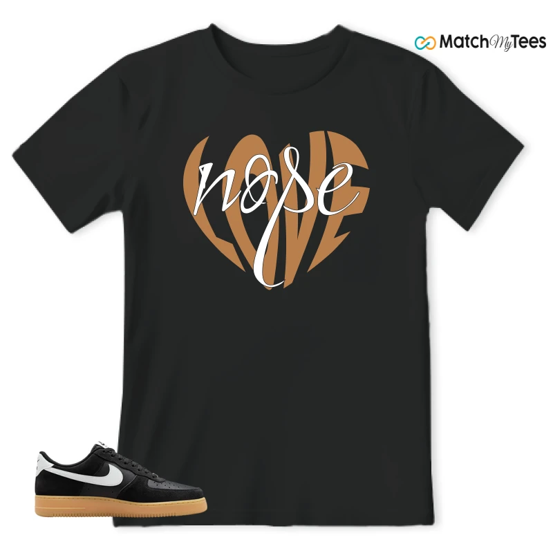 NIKE AIR FORCE 1 LOW  BLACK WHITE GUM SNEAKER Matching Tees T-shirt for Men