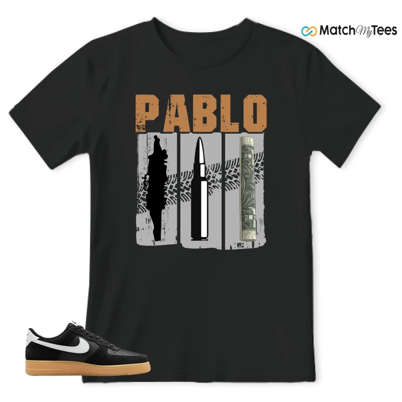 NIKE AIR FORCE 1 LOW  BLACK WHITE GUM SNEAKER Matching Tees t-shirt