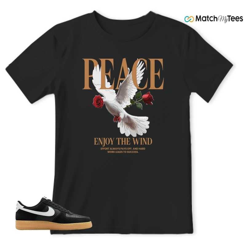 NIKE AIR FORCE 1 LOW  BLACK WHITE GUM SNEAKER Matching Tees t-shirt