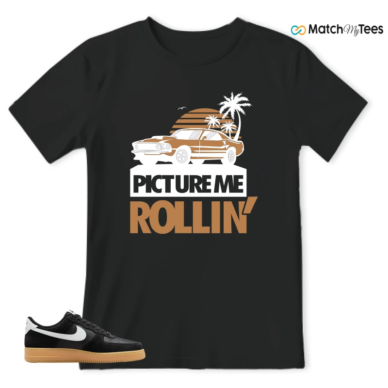 NIKE AIR FORCE 1 LOW  BLACK WHITE GUM SNEAKER Matching Tees t-shirt