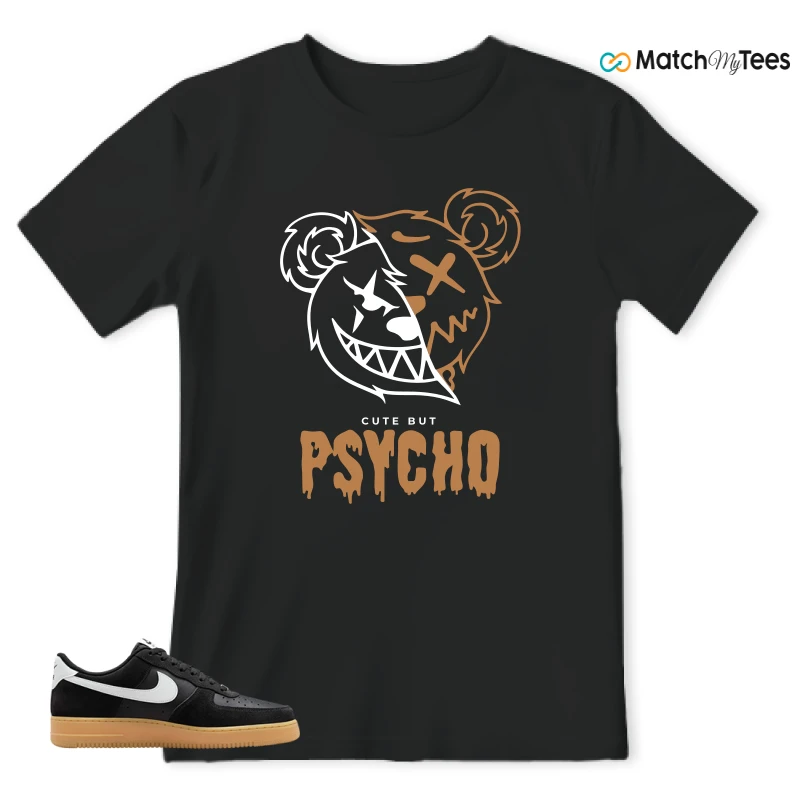 NIKE AIR FORCE 1 LOW  BLACK WHITE GUM SNEAKER Matching Tees t-shirt