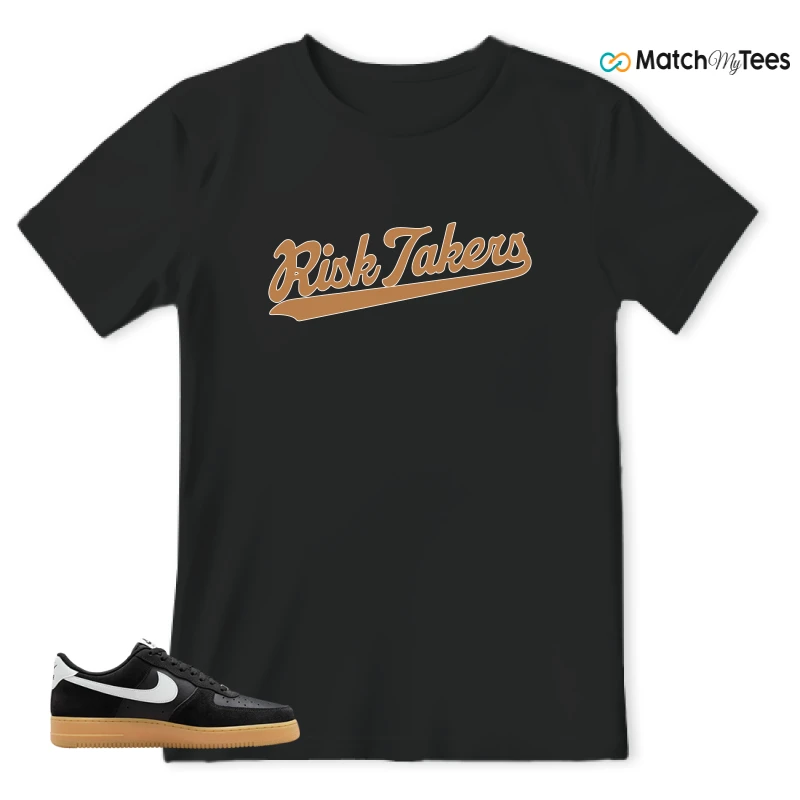 NIKE AIR FORCE 1 LOW  BLACK WHITE GUM SNEAKER Matching Tees t-shirt