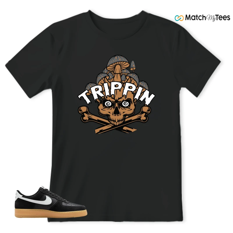 NIKE AIR FORCE 1 LOW  BLACK WHITE GUM SNEAKER Matching Tees t-shirt