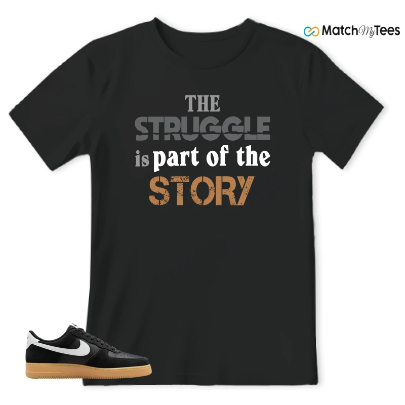 NIKE AIR FORCE 1 LOW  BLACK WHITE GUM SNEAKER Matching Tees t-shirt