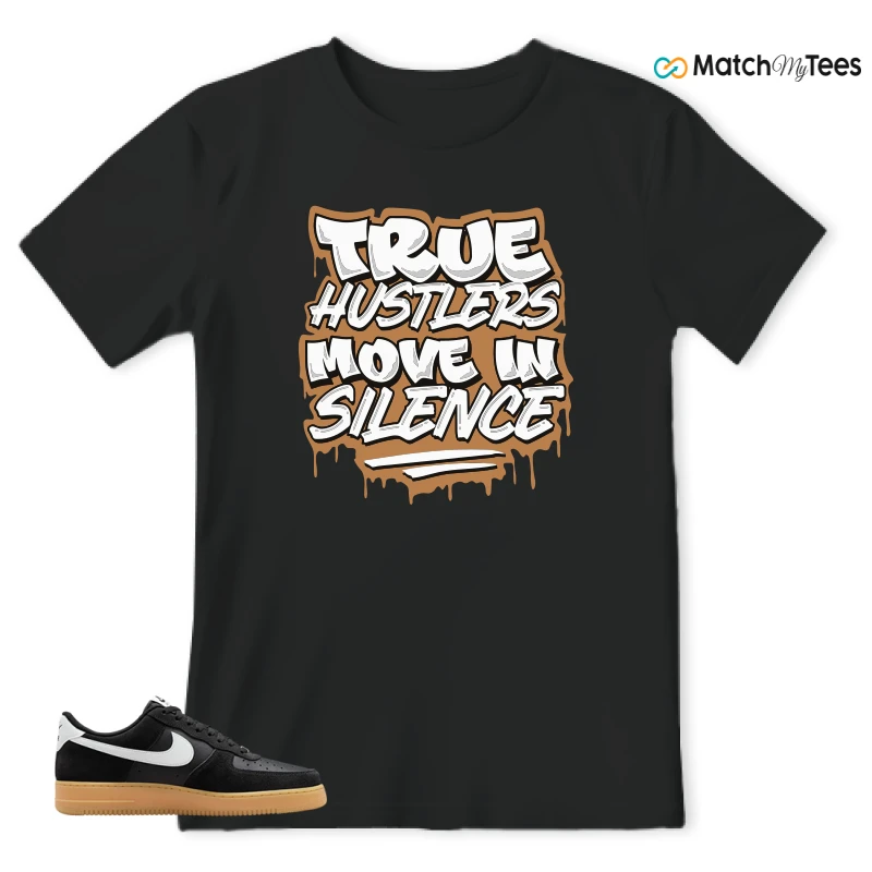 NIKE AIR FORCE 1 LOW  BLACK WHITE GUM SNEAKER Matching Tees t-shirt