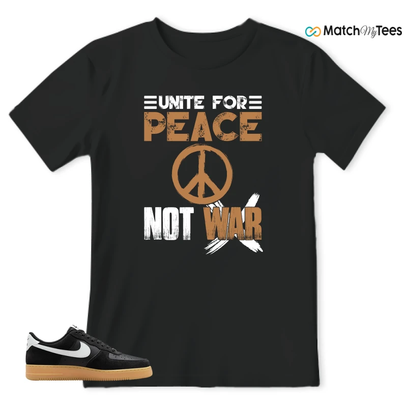 NIKE AIR FORCE 1 LOW  BLACK WHITE GUM SNEAKER Matching Tees t-shirt