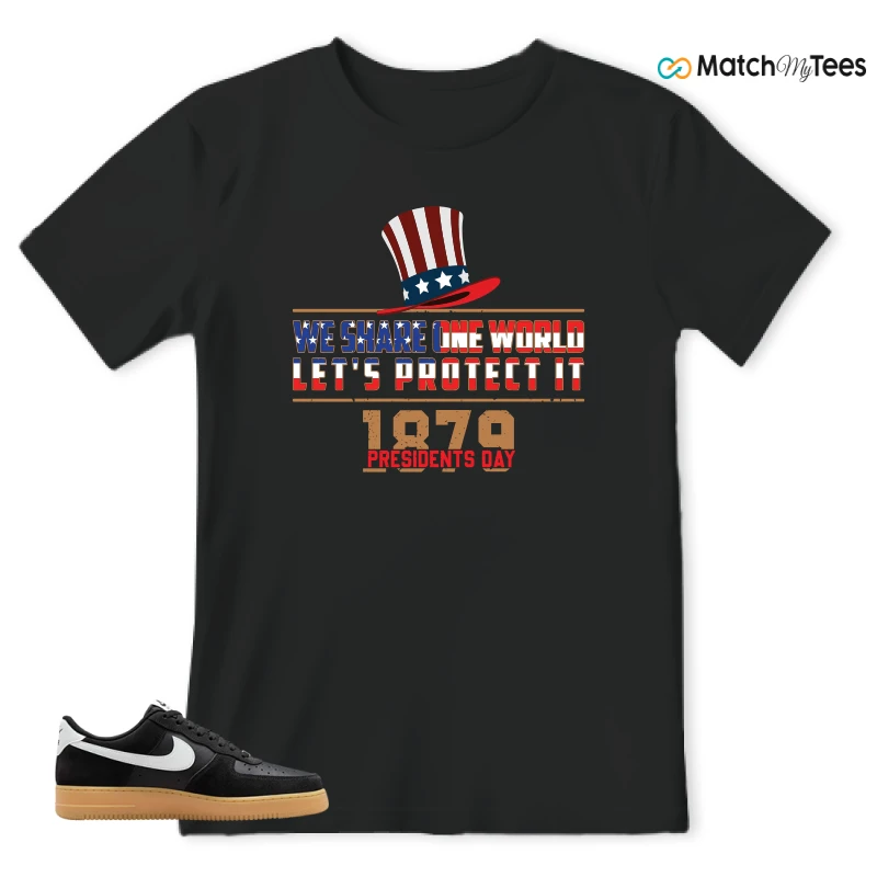 NIKE AIR FORCE 1 LOW  BLACK WHITE GUM SNEAKER Matching Tees t-shirt