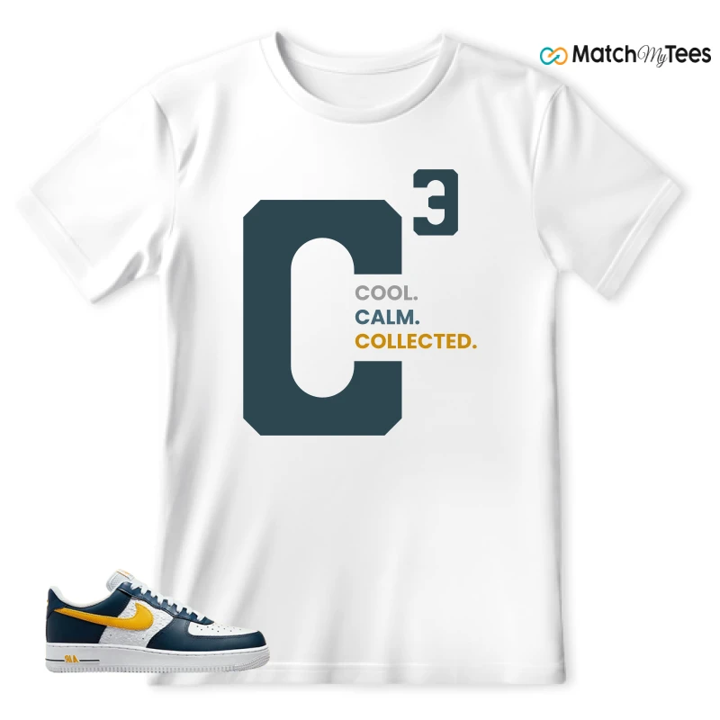 NIKE AIR FORCE 1 LOW EMB NAVY UNIVERSITY GOLD SNEAKER Matching Tees T-shirt for Men