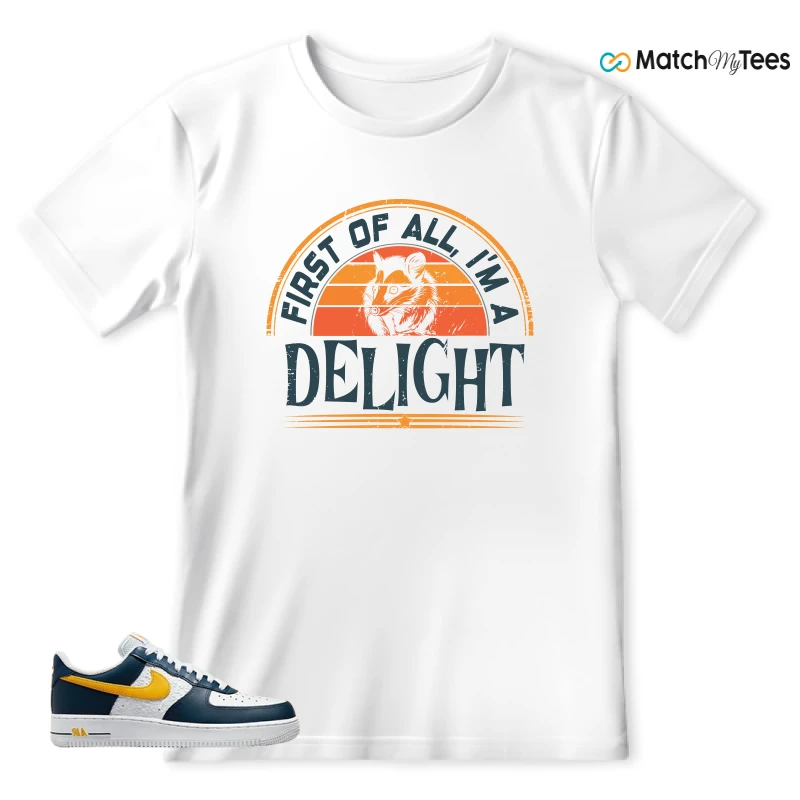 NIKE AIR FORCE 1 LOW EMB NAVY UNIVERSITY GOLD SNEAKER Matching Tees t-shirt