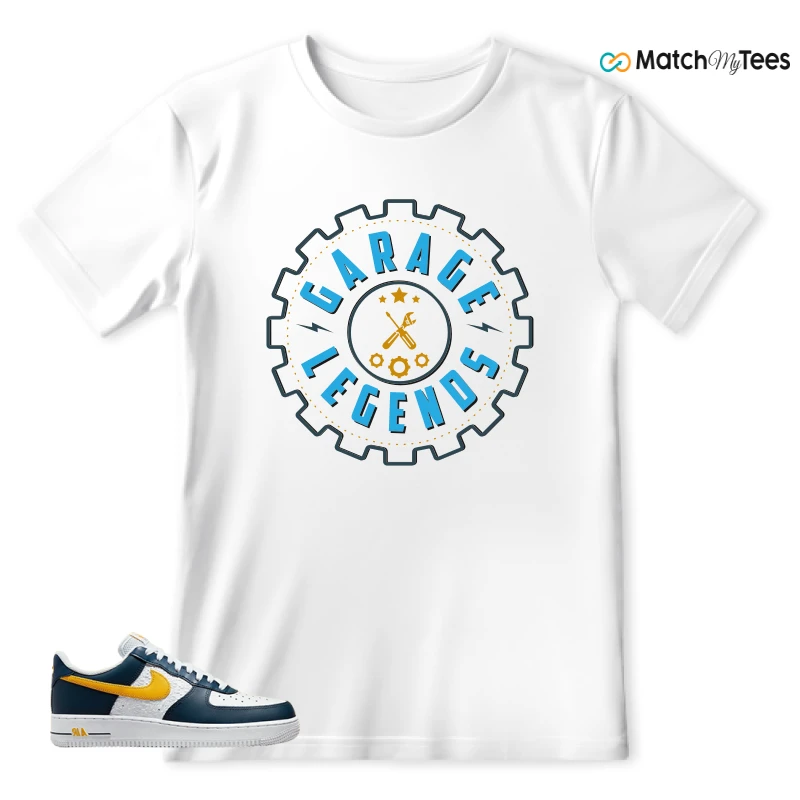 NIKE AIR FORCE 1 LOW EMB NAVY UNIVERSITY GOLD SNEAKER Matching Tees T-shirt for Men