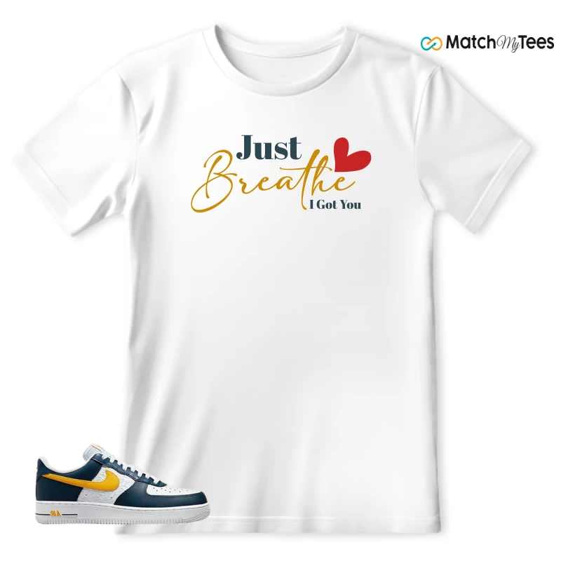 NIKE AIR FORCE 1 LOW EMB NAVY UNIVERSITY GOLD SNEAKER Matching Tees t-shirt