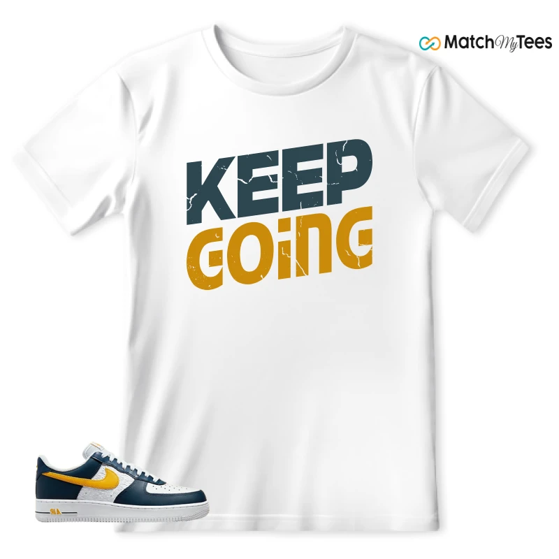 NIKE AIR FORCE 1 LOW EMB NAVY UNIVERSITY GOLD SNEAKER Matching Tees t-shirt