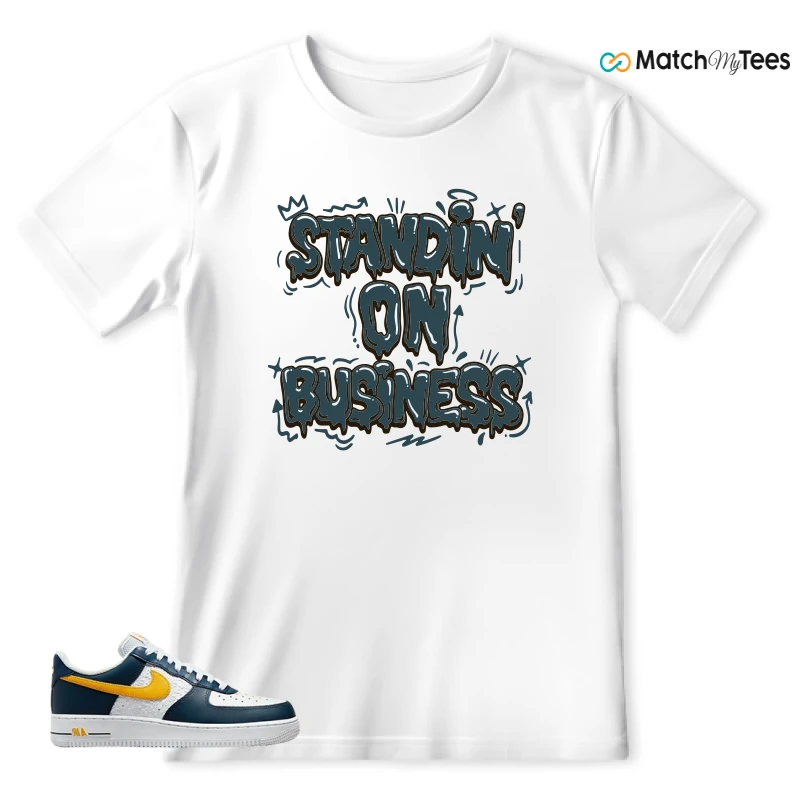 NIKE AIR FORCE 1 LOW EMB NAVY UNIVERSITY GOLD SNEAKER Matching Tees t-shirt