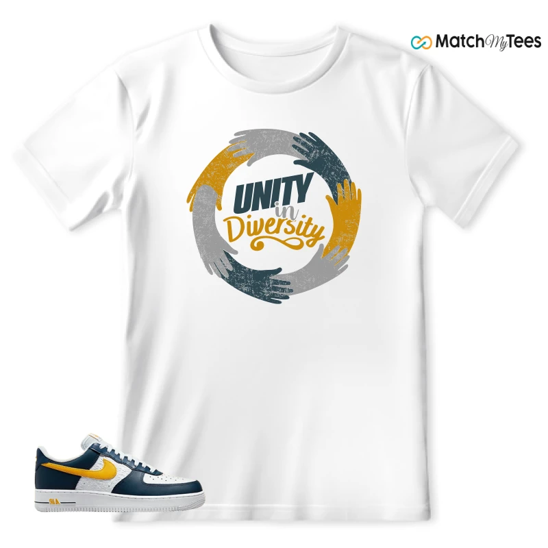 NIKE AIR FORCE 1 LOW EMB NAVY UNIVERSITY GOLD SNEAKER Matching Tees t-shirt