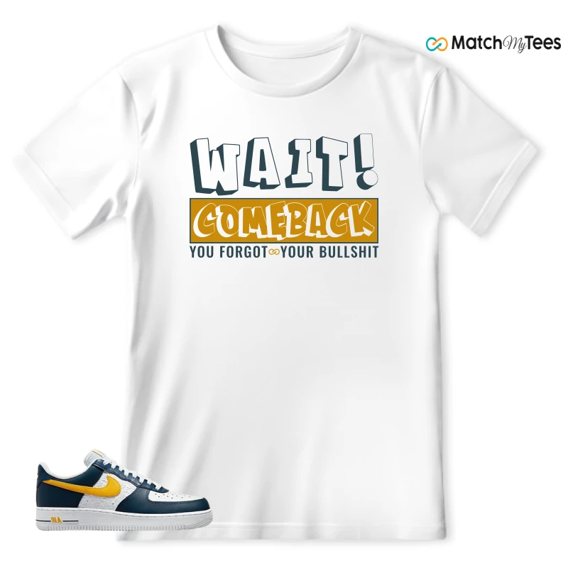 NIKE AIR FORCE 1 LOW EMB NAVY UNIVERSITY GOLD SNEAKER Matching Tees t-shirt