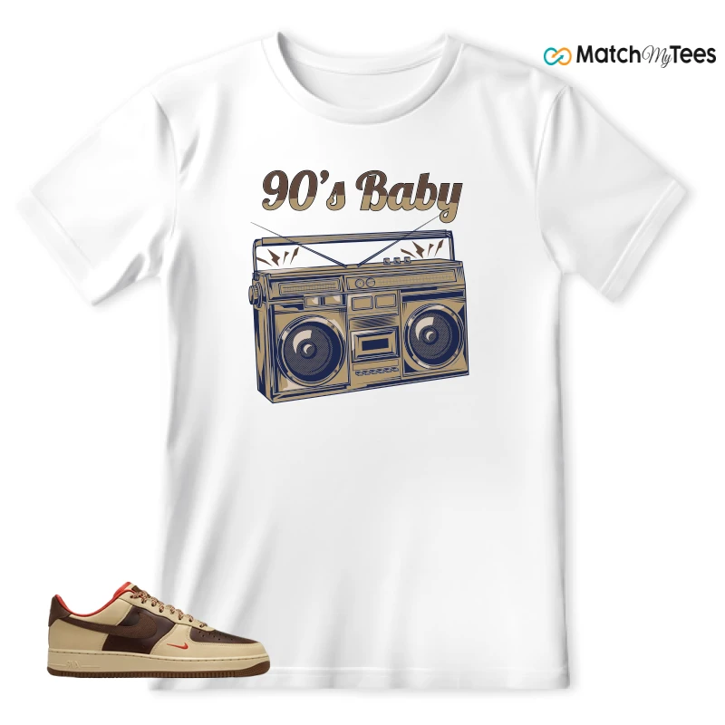 NIKE AIR FORCE 1 LOW LIGHT BRITISH TAN CACAO WOW SNEAKER Matching Tees t-shirt