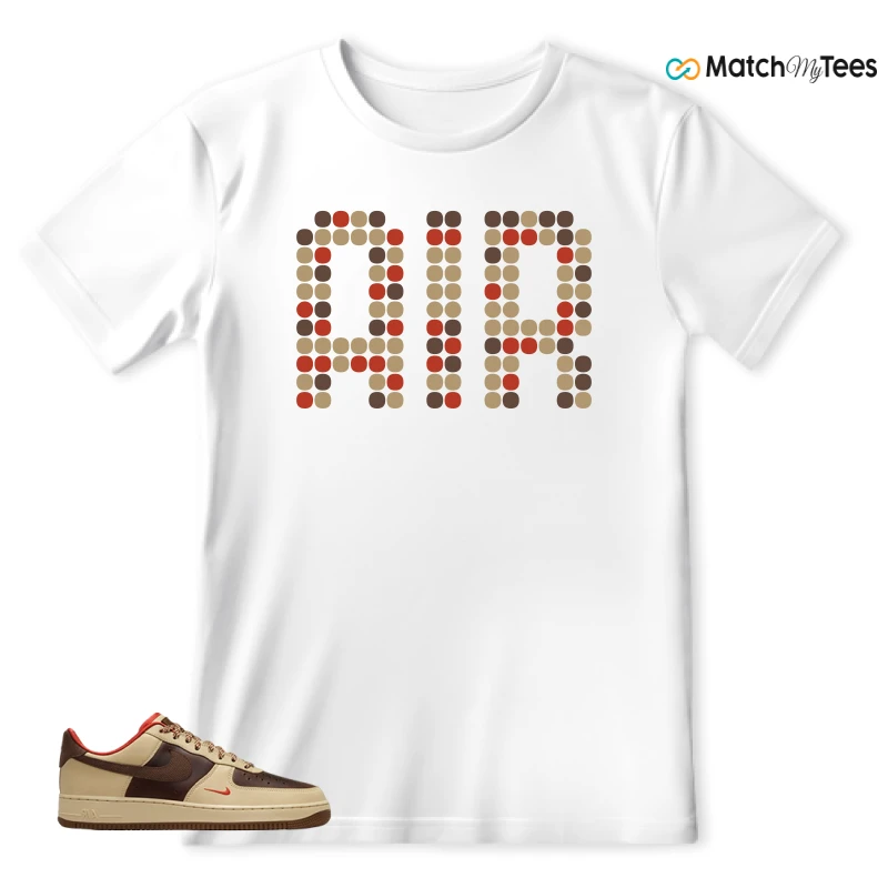 NIKE AIR FORCE 1 LOW LIGHT BRITISH TAN CACAO WOW SNEAKER Matching Tees t-shirt