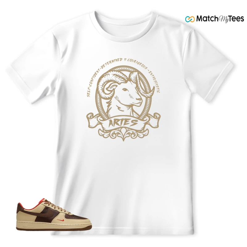 NIKE AIR FORCE 1 LOW LIGHT BRITISH TAN CACAO WOW SNEAKER Matching Tees t-shirt