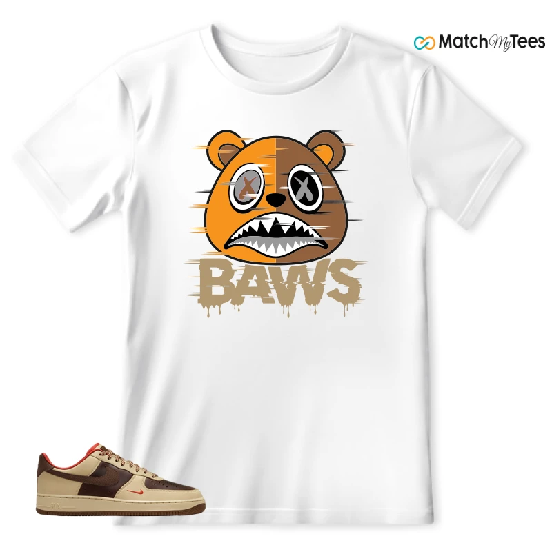 NIKE AIR FORCE 1 LOW LIGHT BRITISH TAN CACAO WOW SNEAKER Matching Tees T-shirt for Men