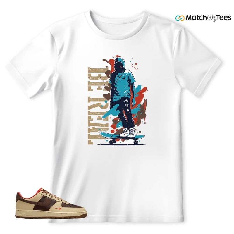 NIKE AIR FORCE 1 LOW LIGHT BRITISH TAN CACAO WOW SNEAKER Matching Tees t-shirt
