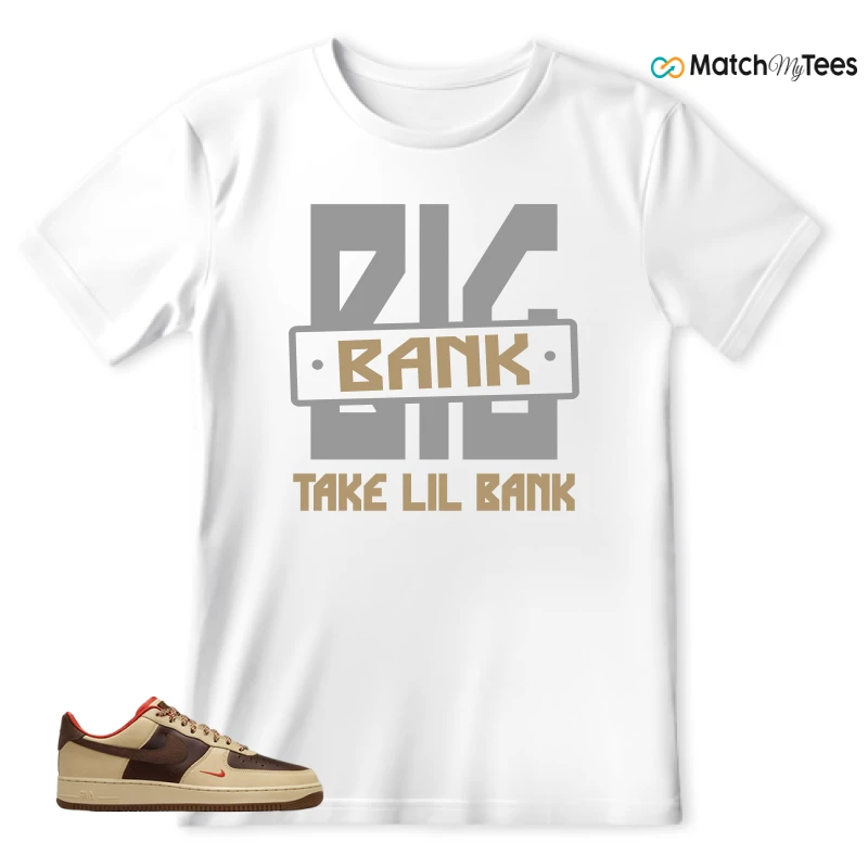 NIKE AIR FORCE 1 LOW LIGHT BRITISH TAN CACAO WOW SNEAKER Matching Tees t-shirt