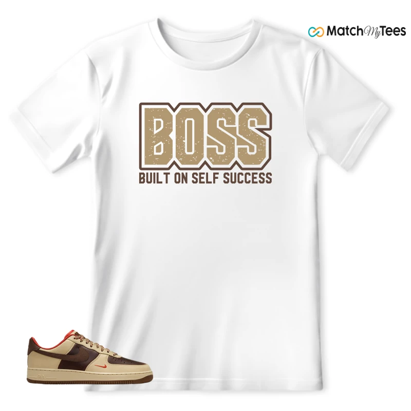 NIKE AIR FORCE 1 LOW LIGHT BRITISH TAN CACAO WOW SNEAKER Matching Tees t-shirt