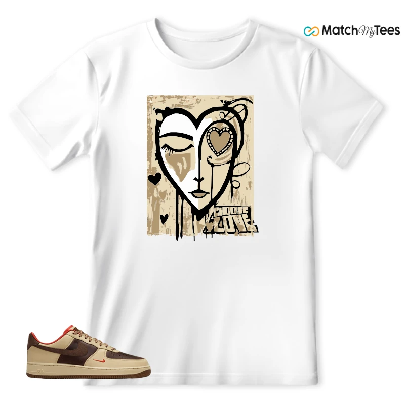 NIKE AIR FORCE 1 LOW LIGHT BRITISH TAN CACAO WOW SNEAKER Matching Tees t-shirt