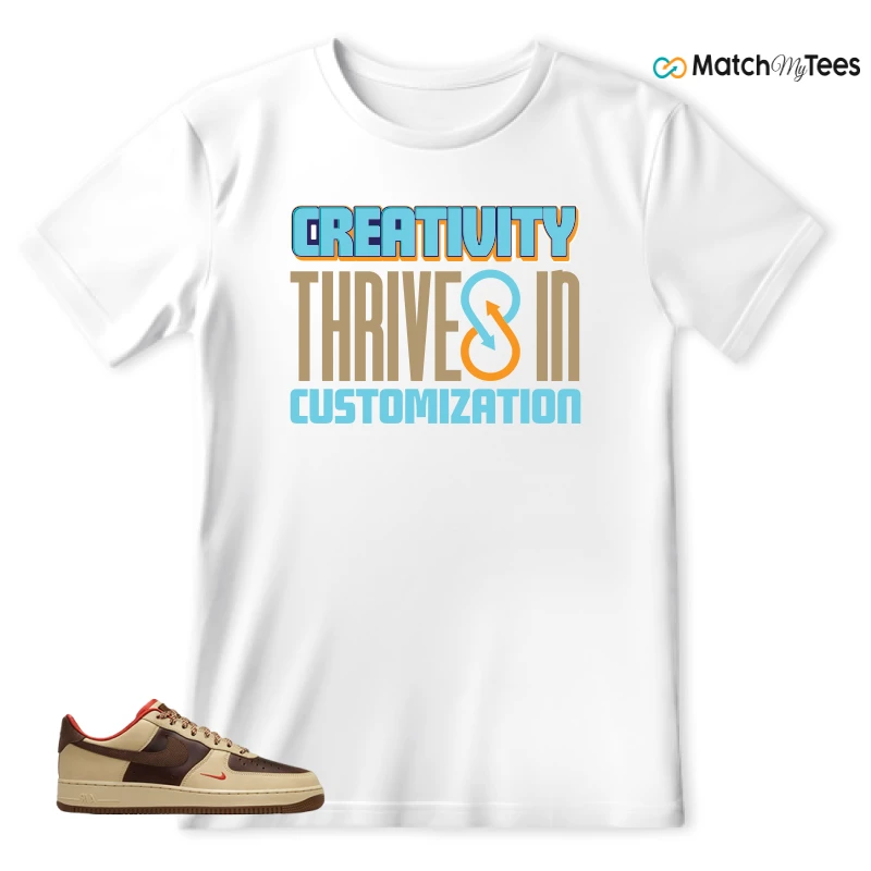 NIKE AIR FORCE 1 LOW LIGHT BRITISH TAN CACAO WOW SNEAKER Matching Tees t-shirt