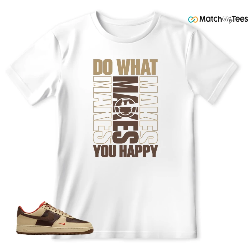 NIKE AIR FORCE 1 LOW LIGHT BRITISH TAN CACAO WOW SNEAKER Matching Tees t-shirt