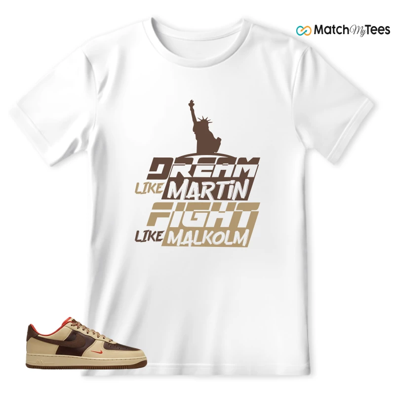 NIKE AIR FORCE 1 LOW LIGHT BRITISH TAN CACAO WOW SNEAKER Matching Tees t-shirt
