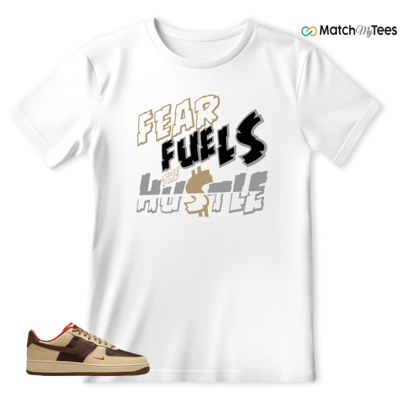 NIKE AIR FORCE 1 LOW LIGHT BRITISH TAN CACAO WOW SNEAKER Matching Tees t-shirt