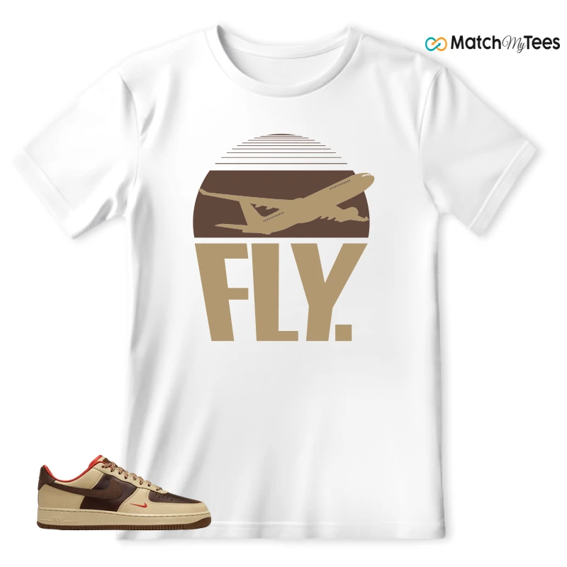 NIKE AIR FORCE 1 LOW LIGHT BRITISH TAN CACAO WOW SNEAKER Matching Tees t-shirt