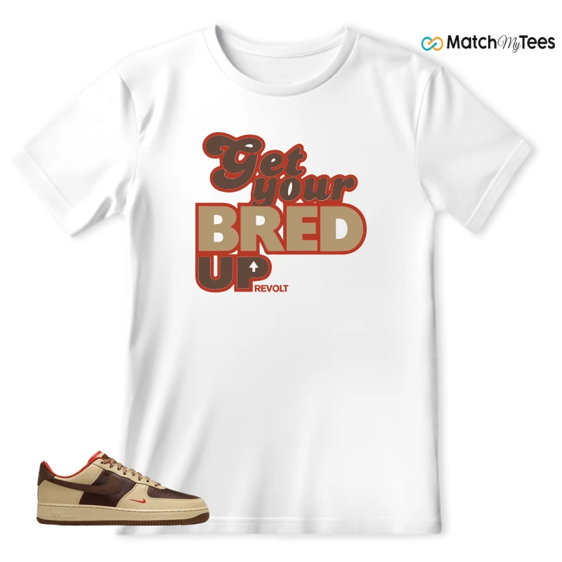 NIKE AIR FORCE 1 LOW LIGHT BRITISH TAN CACAO WOW SNEAKER Matching Tees t-shirt