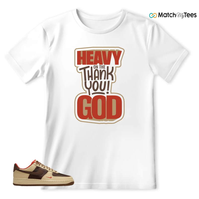 NIKE AIR FORCE 1 LOW LIGHT BRITISH TAN CACAO WOW SNEAKER Matching Tees t-shirt