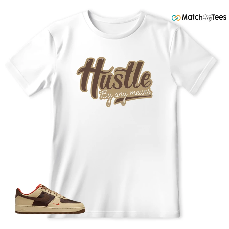NIKE AIR FORCE 1 LOW LIGHT BRITISH TAN CACAO WOW SNEAKER Matching Tees t-shirt